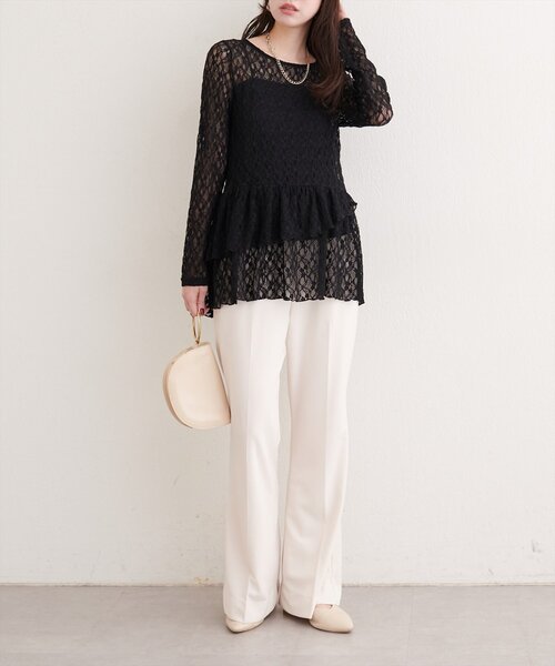natural couture（ナチュラルクチュール）の「総レースティアードTOPS（Tシャツ/カットソー・レディース・ブラック/オフホワイト/ドット・FREE）」の13枚目の写真