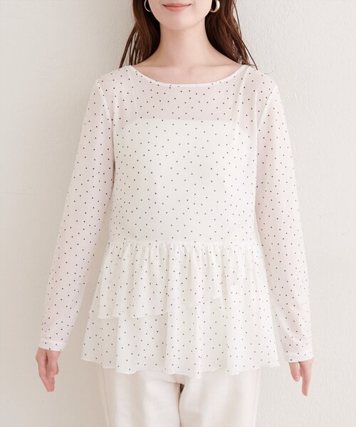 natural couture（ナチュラルクチュール）の「総レースティアードTOPS（Tシャツ/カットソー・レディース・ブラック/オフホワイト/ドット・FREE）」の21枚目の写真