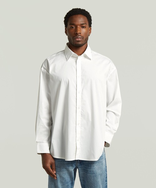 G-STAR(ジースター)の「Clean Oversized Shirt/クリーンオーバーサイズシャツ(シャツ/ブラウス・メンズ・ダークブラック/ホワイト・MEDIUM/X-SMALL/SMALL/XX-SMALL/LARGE/X-LARGE)」の2枚目の写真