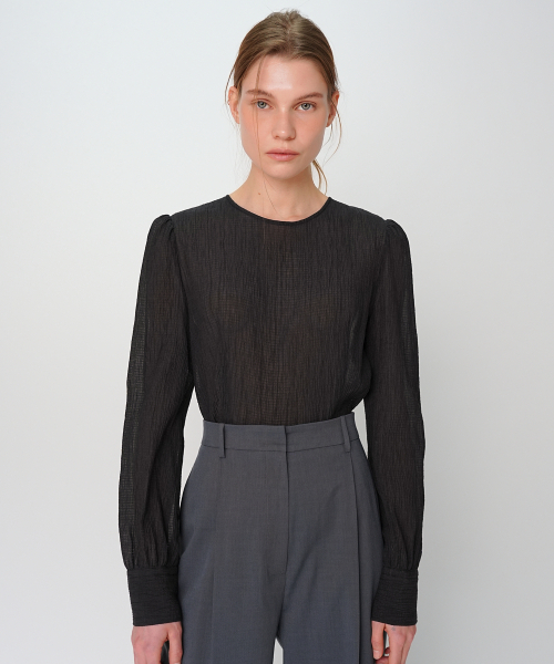 PAUL&ALICE(ポール&アリス)の「SHEER BLOUSE / BLACK(シャツ/ブラウス・レディース・ブラック・FREE)」の1枚目の写真