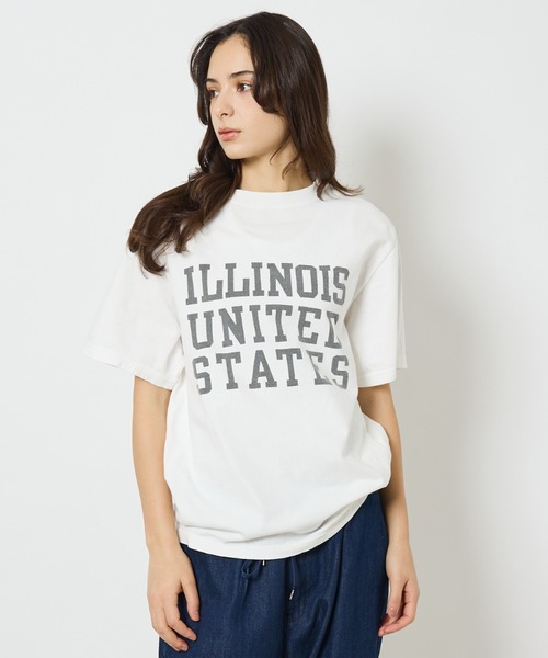 REMI RELIEF(レミレリーフ)の「【REMI RELIEF / レミ レリーフ】 ILLINOIS / 3段プリント/HARD SP加工 20/天竺 レギュラーTシャツ RN30389137/ユニセックス(Tシャツ/カットソー・メンズ・ブラック/スモークピンク/ベージュ/オフホワイト・XL/L/M)」の2枚目の写真