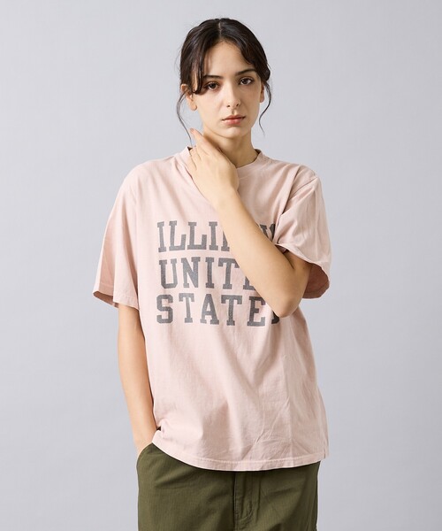 REMI RELIEF(レミレリーフ)の「【REMI RELIEF / レミ レリーフ】 ILLINOIS / 3段プリント/HARD SP加工 20/天竺 レギュラーTシャツ RN30389137/ユニセックス(Tシャツ/カットソー・メンズ・ブラック/スモークピンク/ベージュ/オフホワイト・XL/L/M)」の4枚目の写真