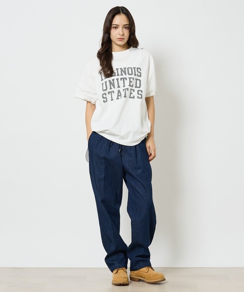 REMI RELIEF(レミレリーフ)の「【REMI RELIEF / レミ レリーフ】 ILLINOIS / 3段プリント/HARD SP加工 20/天竺 レギュラーTシャツ RN30389137/ユニセックス(Tシャツ/カットソー・メンズ・ブラック/スモークピンク/ベージュ/オフホワイト・XL/L/M)」の5枚目の写真