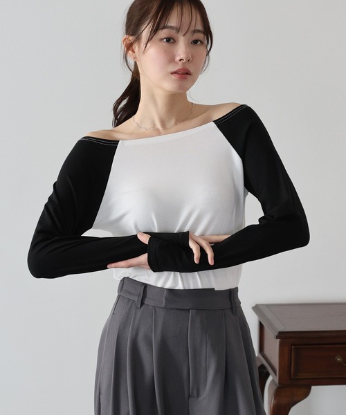 BLUEEAST(ブルーイースト)の「オフショルダーカットソー(Tシャツ/カットソー・レディース・ホワイト系/ブラック/グレー系・MEDIUM)」の21枚目の写真