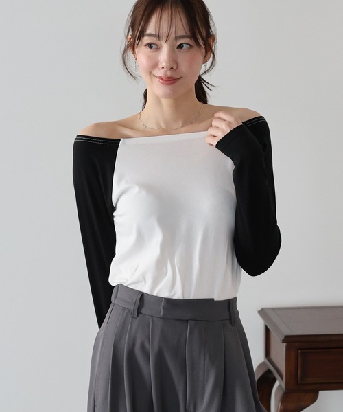BLUEEAST(ブルーイースト)の「オフショルダーカットソー(Tシャツ/カットソー・レディース・ホワイト系/ブラック/グレー系・MEDIUM)」の22枚目の写真