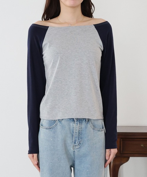 BLUEEAST(ブルーイースト)の「オフショルダーカットソー(Tシャツ/カットソー・レディース・ホワイト系/ブラック/グレー系・MEDIUM)」の13枚目の写真