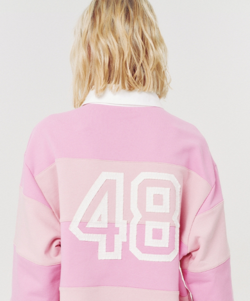 MOODBETTER（ムード ベター）の「48 COLLEGE STRIPE RUGBY SHIRT PINK（スウェット・レディース・その他・FREE）」の3枚目の写真