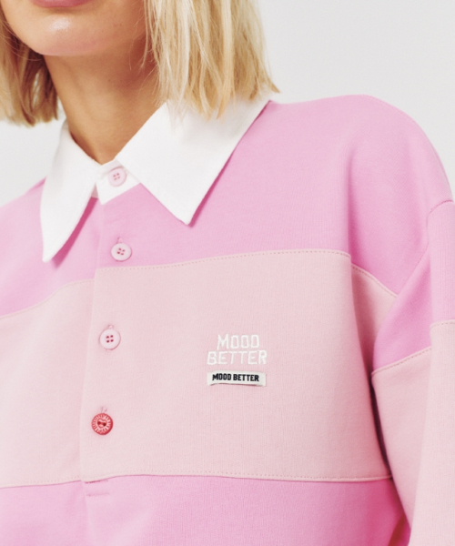 MOODBETTER（ムード ベター）の「48 COLLEGE STRIPE RUGBY SHIRT PINK（スウェット・レディース・その他・FREE）」の5枚目の写真