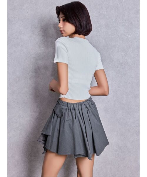 GYDA（ジェイダ）の「HEM Symmetryメッシュスカートライクショートパンツ（スカート・レディース・ブラック/アイボリー/チャコールグレー・FREE）」の10枚目の写真