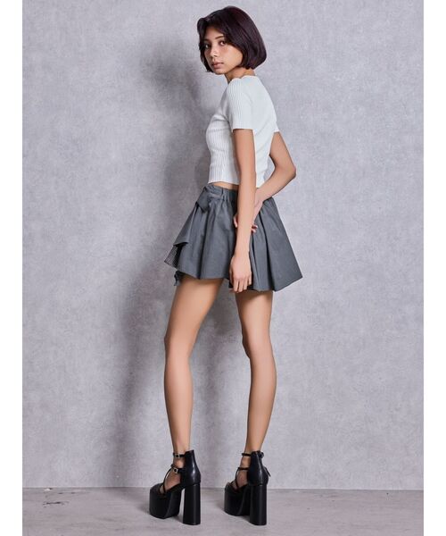 GYDA（ジェイダ）の「HEM Symmetryメッシュスカートライクショートパンツ（スカート・レディース・ブラック/アイボリー/チャコールグレー・FREE）」の12枚目の写真