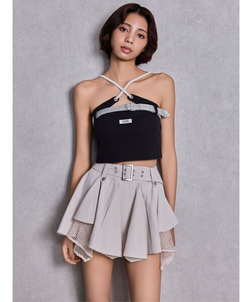 GYDA（ジェイダ）の「HEM Symmetryメッシュスカートライクショートパンツ（スカート・レディース・ブラック/アイボリー/チャコールグレー・FREE）」の13枚目の写真