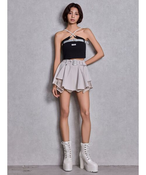 GYDA（ジェイダ）の「HEM Symmetryメッシュスカートライクショートパンツ（スカート・レディース・ブラック/アイボリー/チャコールグレー・FREE）」の15枚目の写真