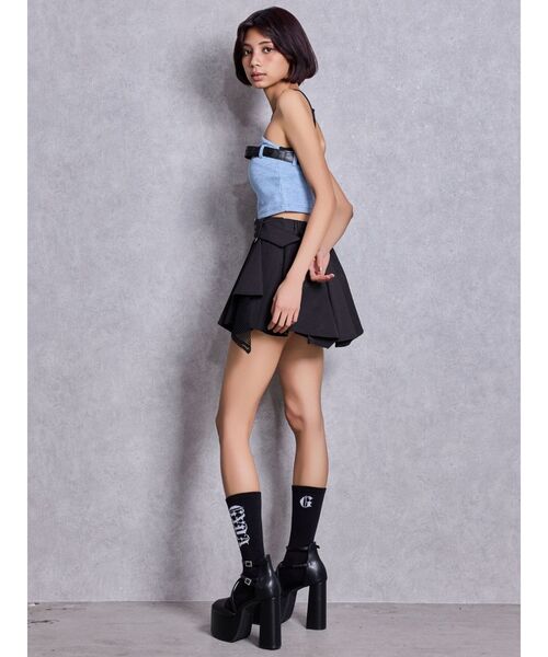 GYDA（ジェイダ）の「HEM Symmetryメッシュスカートライクショートパンツ（スカート・レディース・ブラック/アイボリー/チャコールグレー・FREE）」の20枚目の写真