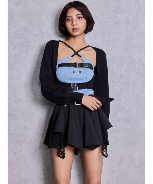 GYDA（ジェイダ）の「HEM Symmetryメッシュスカートライクショートパンツ（スカート・レディース・ブラック/アイボリー/チャコールグレー・FREE）」の22枚目の写真