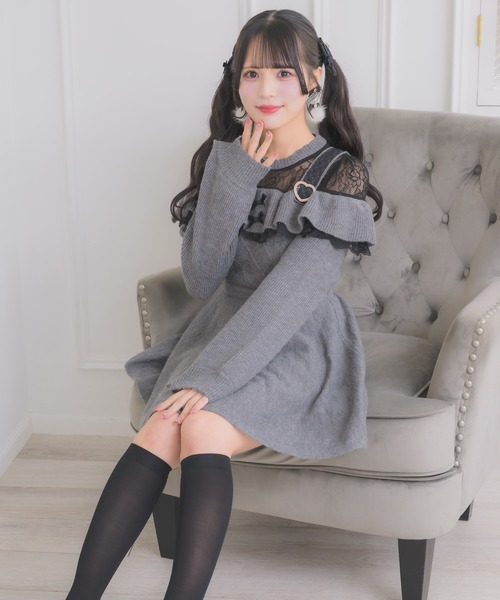 ROJITA（ロジータ）の「ケーブルラメニットワンピース（ワンピース・レディース・グレー/チャコールグレー/ホワイト・FREE）」の11枚目の写真