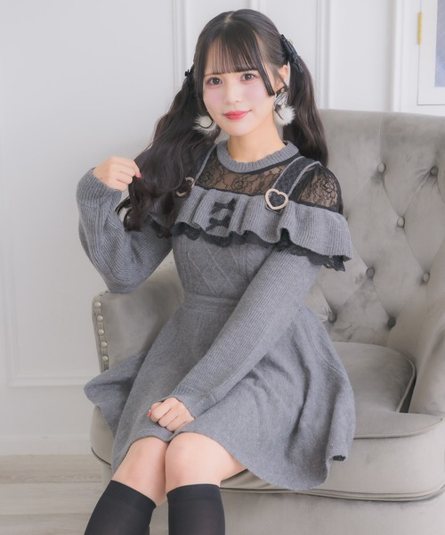 ROJITA（ロジータ）の「ケーブルラメニットワンピース（ワンピース・レディース・グレー/チャコールグレー/ホワイト・FREE）」の12枚目の写真