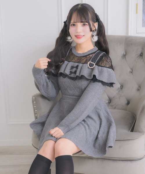 ROJITA（ロジータ）の「ケーブルラメニットワンピース（ワンピース・レディース・グレー/チャコールグレー/ホワイト・FREE）」の13枚目の写真