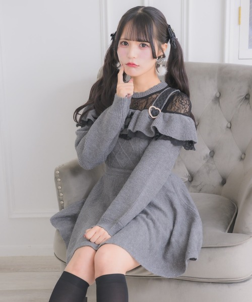 ROJITA（ロジータ）の「ケーブルラメニットワンピース（ワンピース・レディース・グレー/チャコールグレー/ホワイト・FREE）」の14枚目の写真