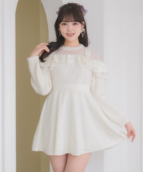 ROJITA（ロジータ）の「ケーブルラメニットワンピース（ワンピース・レディース・グレー/チャコールグレー/ホワイト・FREE）」の5枚目の写真