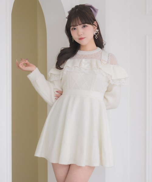 ROJITA（ロジータ）の「ケーブルラメニットワンピース（ワンピース・レディース・グレー/チャコールグレー/ホワイト・FREE）」の7枚目の写真