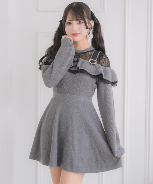 ROJITA（ロジータ）の「ケーブルラメニットワンピース（ワンピース・レディース・グレー/チャコールグレー/ホワイト・FREE）」の16枚目の写真