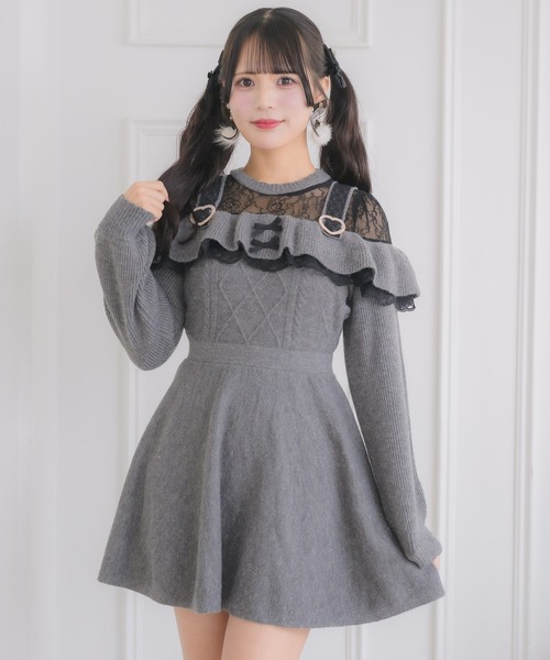 ROJITA（ロジータ）の「ケーブルラメニットワンピース（ワンピース・レディース・グレー/チャコールグレー/ホワイト・FREE）」の17枚目の写真