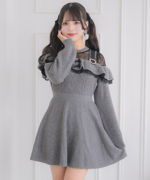 ROJITA（ロジータ）の「ケーブルラメニットワンピース（ワンピース・レディース・グレー/チャコールグレー/ホワイト・FREE）」の18枚目の写真