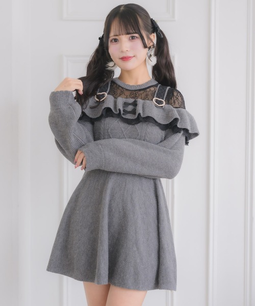 ROJITA（ロジータ）の「ケーブルラメニットワンピース（ワンピース・レディース・グレー/チャコールグレー/ホワイト・FREE）」の19枚目の写真
