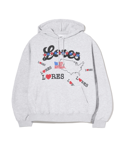 America Pullover Hoodie — меланж серая толстовка с капюшоном
