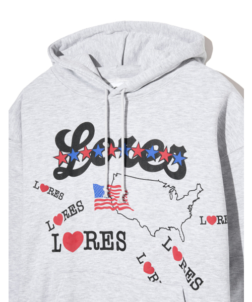 LORES(ロアス)の「America Pullover Hoodie - Melange Grey(パーカー・レディース・その他・S/M/L/XL)」の3枚目の写真