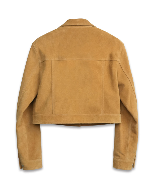 Vegan Leather Suede Trucker Jacket in Camel 【公式通販】