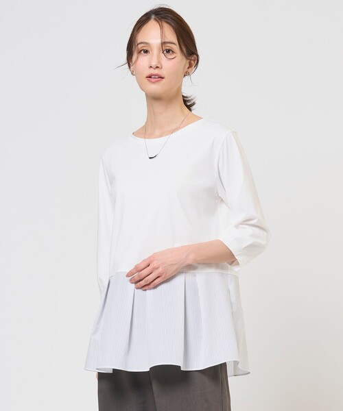 J.PRESS（ジェイプレス）の「レイヤードフレア カットソー（Tシャツ/カットソー・レディース・ホワイト系1/ホワイト系・T13）」の2枚目の写真