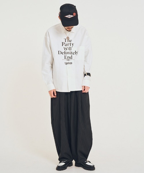 EFFECTEN(エフェクテン)の「mp14594-Type5 wide pants ワイドパンツ(efsal-20)(その他パンツ・メンズ・ストライプ・L/M)」の4枚目の写真