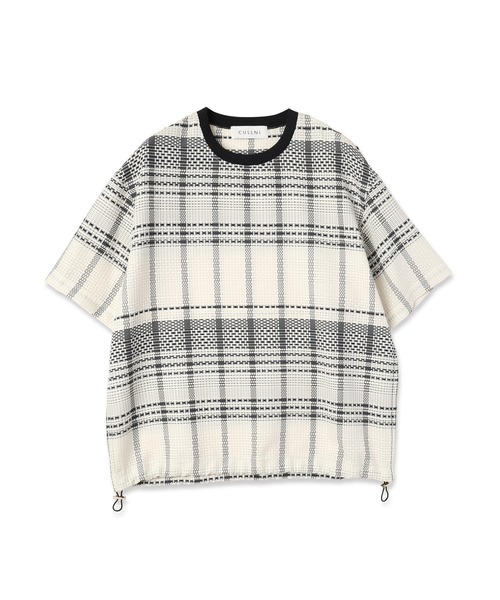 Sheer Tile Check Drawstring Short Sleeve Pullover（Tシャツ