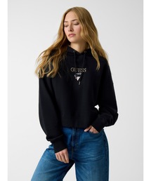 GUESS JEANS Drop Shoulder Baker Cropped Hood パーカー