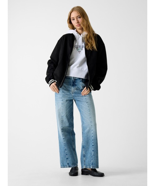 GUESS JEANS(ゲスジーンズ)の「GUESS JEANS Drop Shoulder Baker Cropped Hood パーカー(パーカー・レディース・グレー/ブラック・X-SMALL/SMALL/MEDIUM/LARGE)」の5枚目の写真