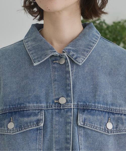 ANGIE（アンジー）の「【セットアップ対応】オーバサイズデニムジャケット / Gジャン（デニムジャケット・レディース・ブルー/ライトグレー/イエロー・FREE）」の17枚目の写真