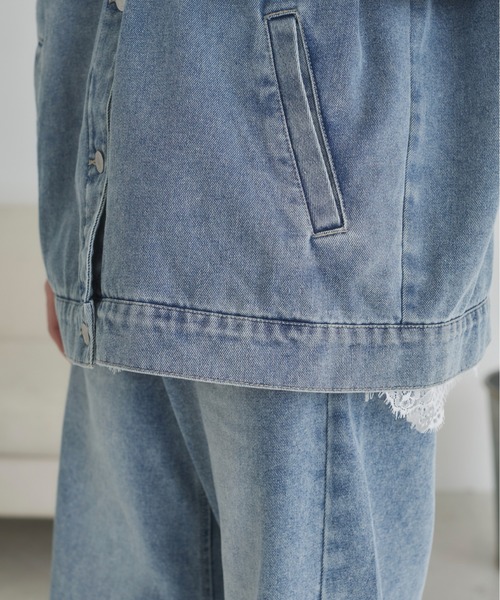 ANGIE（アンジー）の「【セットアップ対応】オーバサイズデニムジャケット / Gジャン（デニムジャケット・レディース・ブルー/ライトグレー/イエロー・FREE）」の21枚目の写真