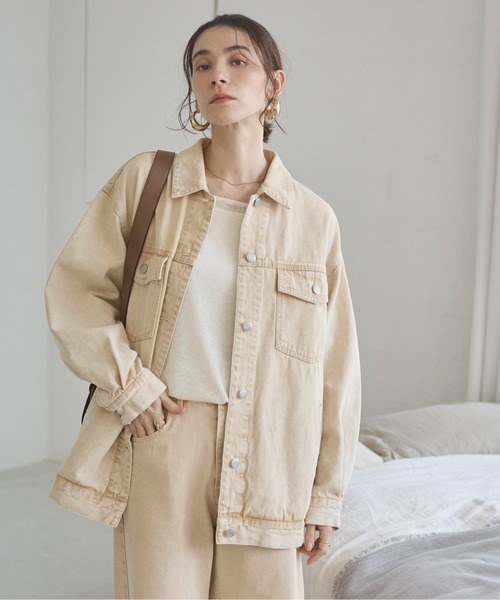 ANGIE（アンジー）の「【セットアップ対応】オーバサイズデニムジャケット / Gジャン（デニムジャケット・レディース・ブルー/ライトグレー/イエロー・FREE）」の6枚目の写真