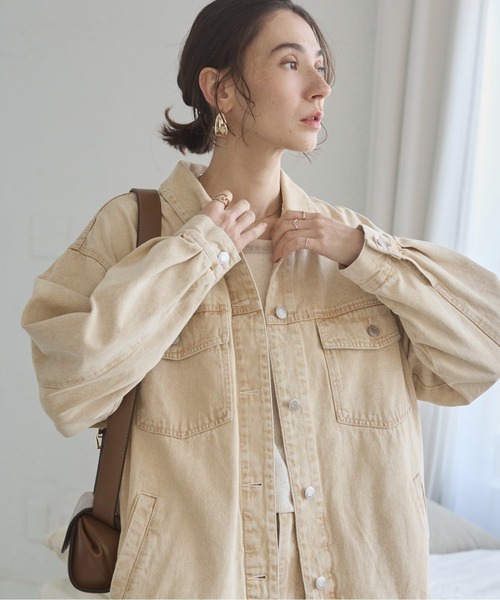 ANGIE（アンジー）の「【セットアップ対応】オーバサイズデニムジャケット / Gジャン（デニムジャケット・レディース・ブルー/ライトグレー/イエロー・FREE）」の7枚目の写真