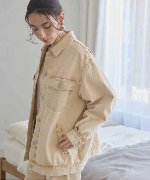 ANGIE（アンジー）の「【セットアップ対応】オーバサイズデニムジャケット / Gジャン（デニムジャケット・レディース・ブルー/ライトグレー/イエロー・FREE）」の8枚目の写真