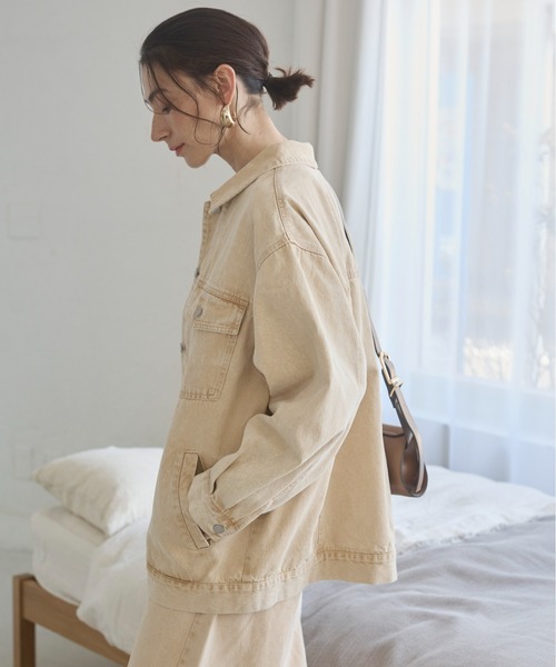 ANGIE（アンジー）の「【セットアップ対応】オーバサイズデニムジャケット / Gジャン（デニムジャケット・レディース・ブルー/ライトグレー/イエロー・FREE）」の9枚目の写真