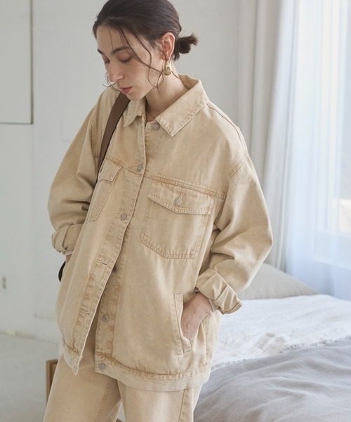 ANGIE（アンジー）の「【セットアップ対応】オーバサイズデニムジャケット / Gジャン（デニムジャケット・レディース・ブルー/ライトグレー/イエロー・FREE）」の11枚目の写真