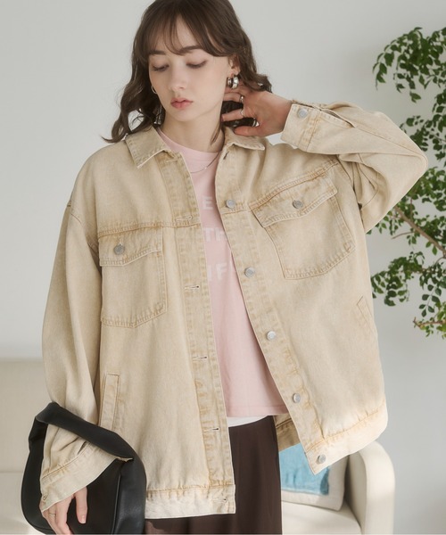 ANGIE（アンジー）の「【セットアップ対応】オーバサイズデニムジャケット / Gジャン（デニムジャケット・レディース・ブルー/ライトグレー/イエロー・FREE）」の15枚目の写真