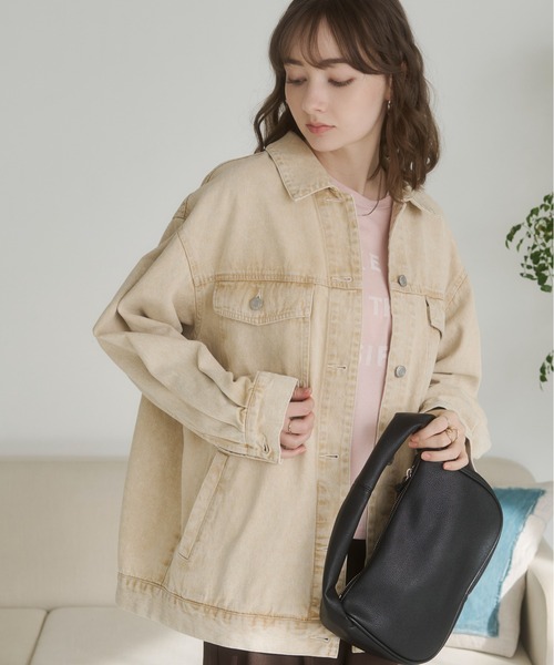 ANGIE（アンジー）の「【セットアップ対応】オーバサイズデニムジャケット / Gジャン（デニムジャケット・レディース・ブルー/ライトグレー/イエロー・FREE）」の16枚目の写真