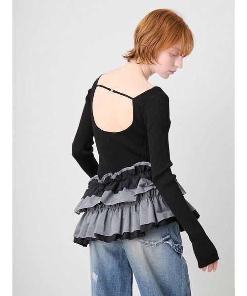 SORIN(ソリン )の「Ruffled Hem Rib Top/ラッフルヘム リブトップ(ニット/セーター・レディース・ライトピンク/ブラック/ダークグレー・38)」の20枚目の写真