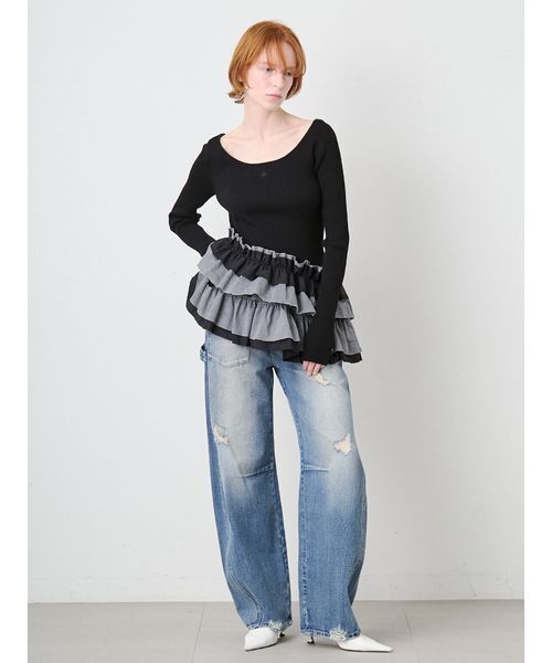 SORIN(ソリン )の「Ruffled Hem Rib Top/ラッフルヘム リブトップ(ニット/セーター・レディース・ライトピンク/ブラック/ダークグレー・38)」の21枚目の写真