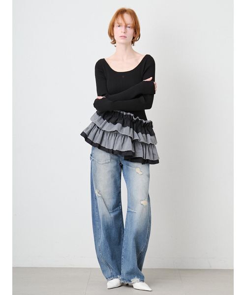 SORIN(ソリン )の「Ruffled Hem Rib Top/ラッフルヘム リブトップ(ニット/セーター・レディース・ライトピンク/ブラック/ダークグレー・38)」の22枚目の写真