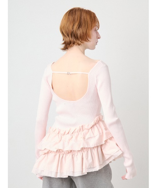 SORIN(ソリン )の「Ruffled Hem Rib Top/ラッフルヘム リブトップ(ニット/セーター・レディース・ライトピンク/ブラック/ダークグレー・38)」の7枚目の写真
