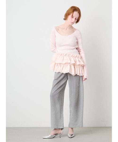 SORIN(ソリン )の「Ruffled Hem Rib Top/ラッフルヘム リブトップ(ニット/セーター・レディース・ライトピンク/ブラック/ダークグレー・38)」の9枚目の写真